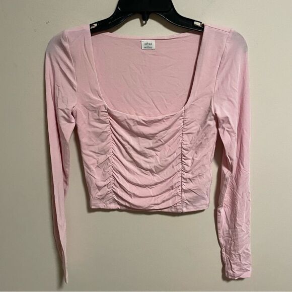 Aritzia Wilfred Lydia Square Neck Ruched Top in Poetic Pink- Size Small - Picture 1 of 6